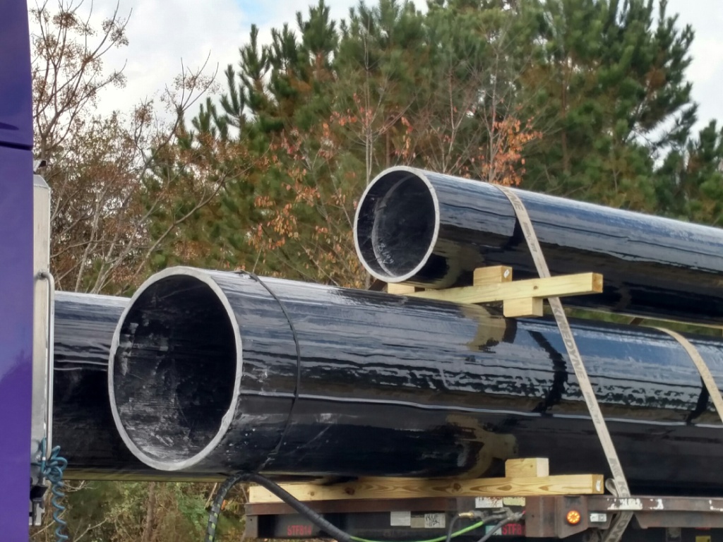 Large diameter pipe piles ready for shipping