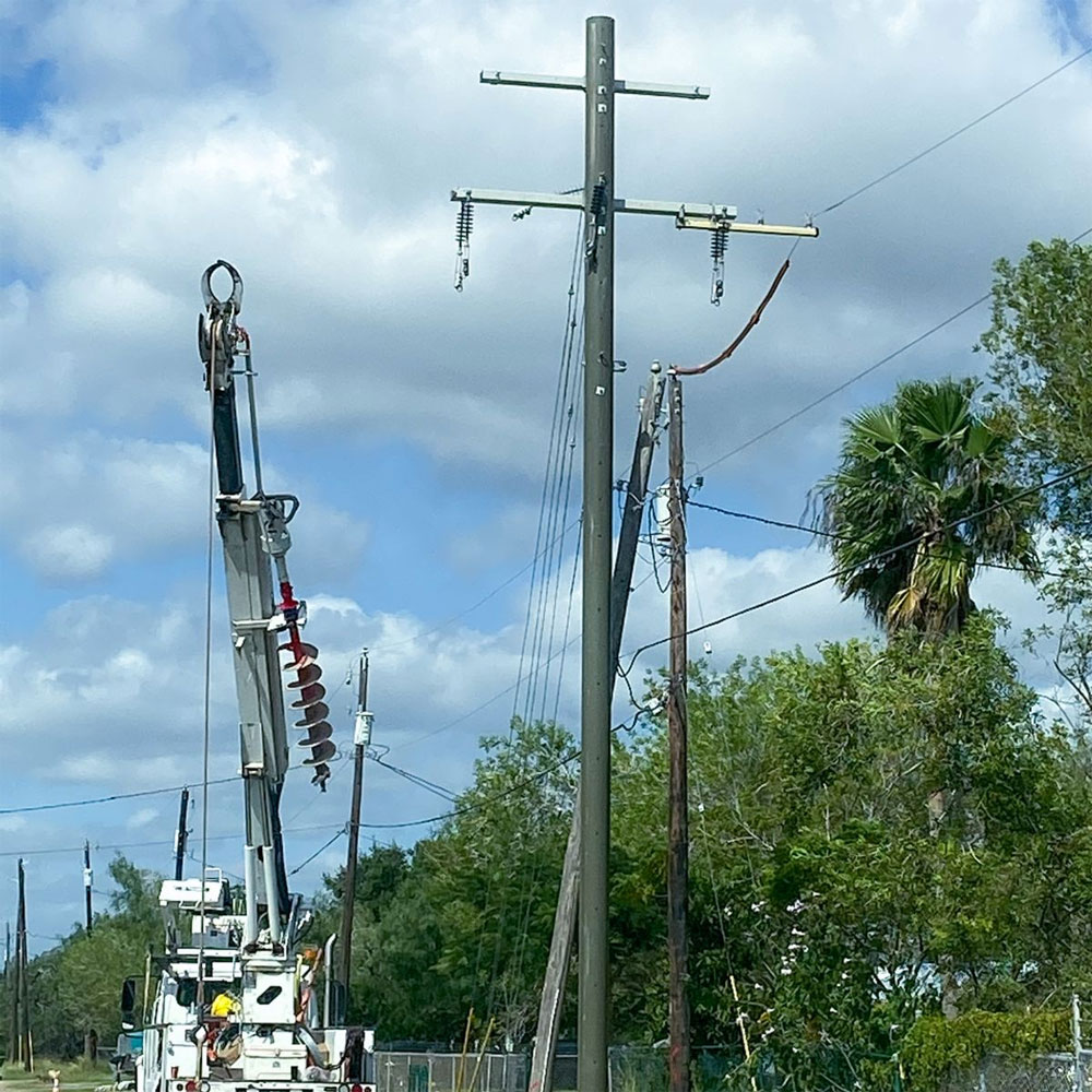 Storm Hardening Utility Poles Install