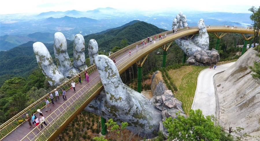 Cau Vang Golden Bridge - Walking Through the Hands of God